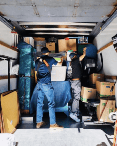 reno tahoe movers organizing boxes inside a moving truck during a residential move